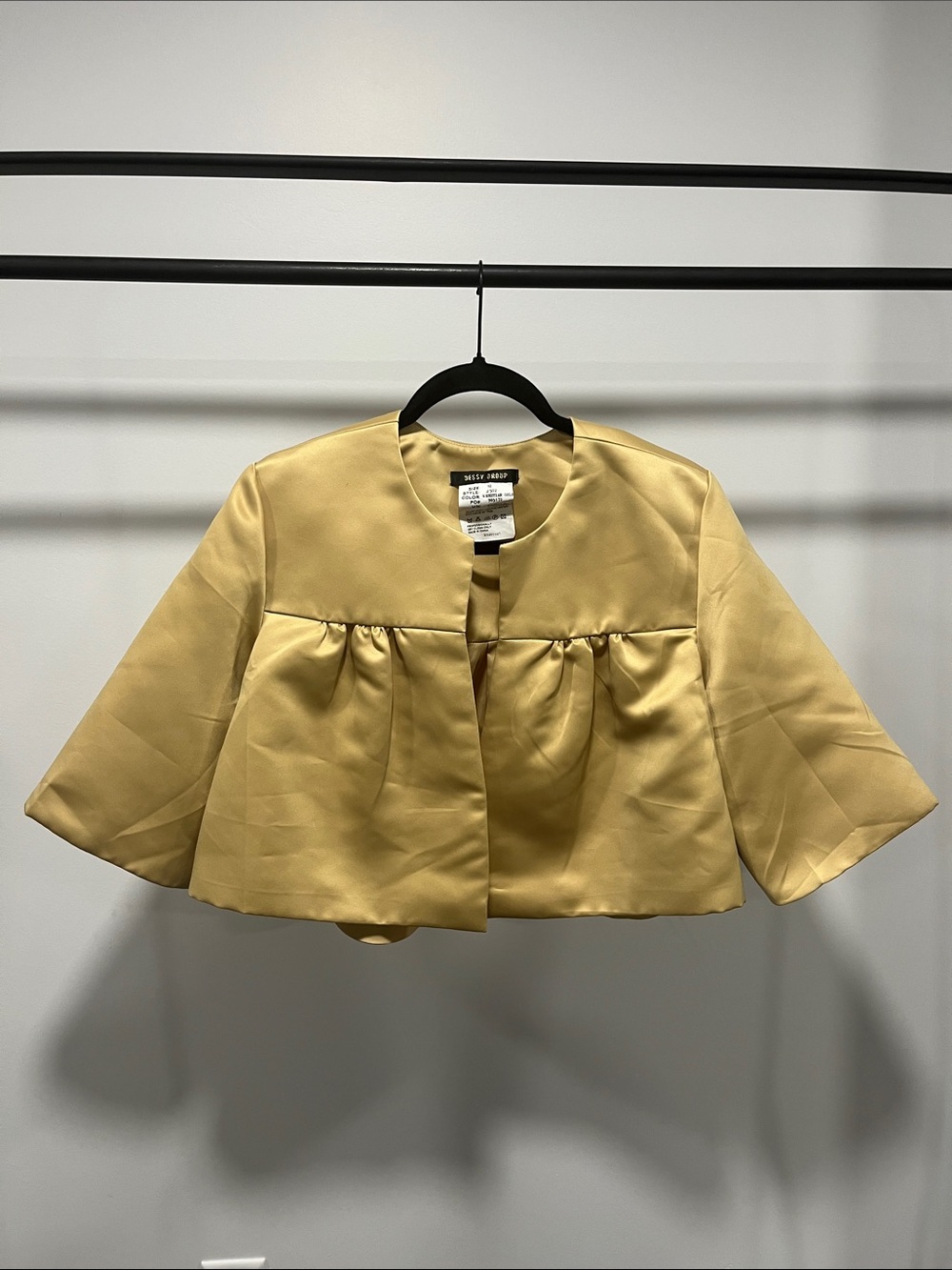 DESSY GROUP Satin golden Cropped Cape Jacket